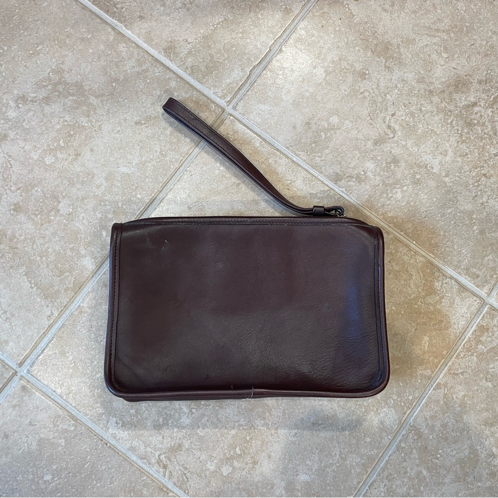 Brown Leather Coach Wristlet